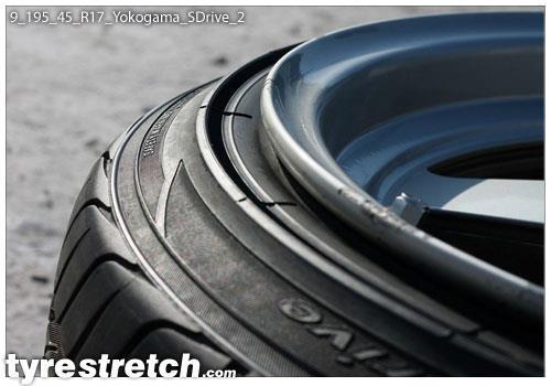 An example of tyre stretch: 195/45 R17 on 9.0J – YOKOHAMA