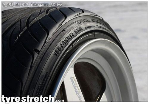An example of tyre stretch: 195/45 R17 on 9.0J – YOKOHAMA