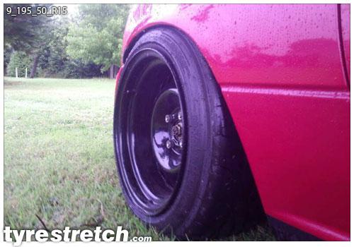 An example of tyre stretch: 195/50 R15 on 9.0J