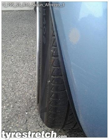 An example of tyre stretch: 195/55 R16 on 9.0J – SAILUN