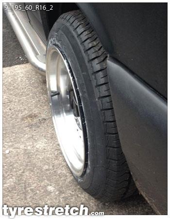 An example of tyre stretch: 195/60 R16 on 9.0J