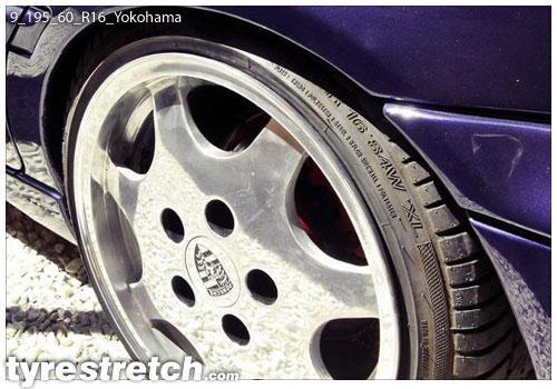 An example of tyre stretch: 195/60 R16 on 9.0J – YOKOHAMA