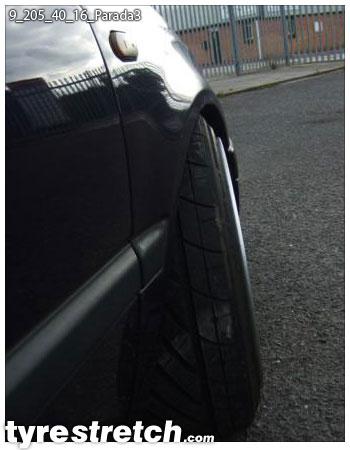 An example of tyre stretch: 205/40 R16 on 9.0J – YOKOHAMA
