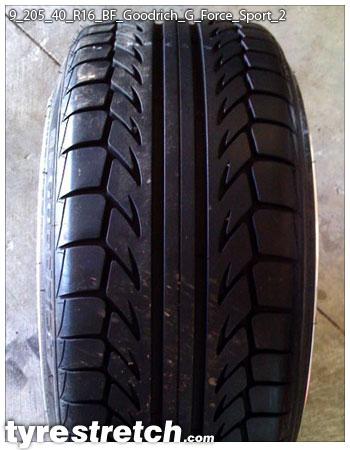 An example of tyre stretch: 205/40 R16 on 9.0J – GOODRICH