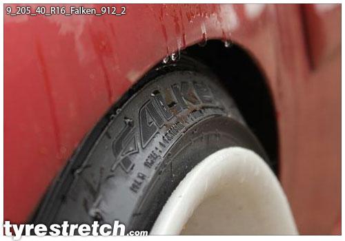 An example of tyre stretch: 205/40 R16 on 9.0J – FALKEN