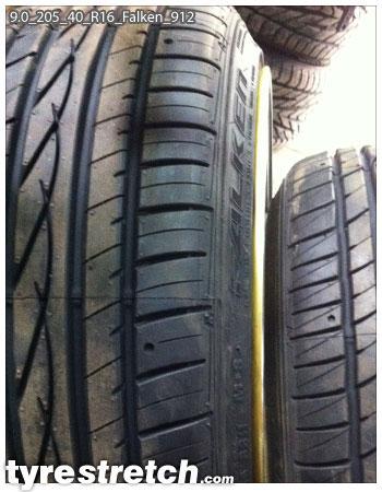 An example of tyre stretch: 205/40 R16 on 9.0J – FALKEN