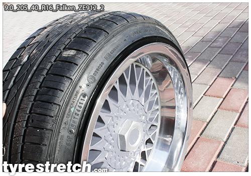 An example of tyre stretch: 205/40 R16 on 9.0J – FALKEN