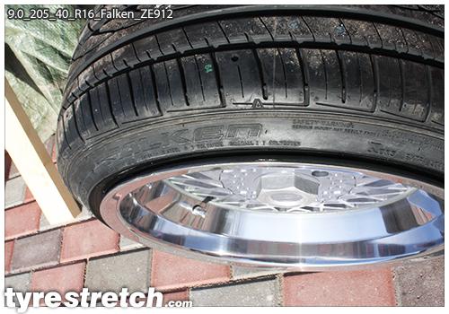 An example of tyre stretch: 205/40 R16 on 9.0J – FALKEN