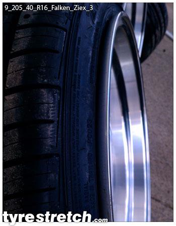 An example of tyre stretch: 205/40 R16 on 9.0J – FALKEN