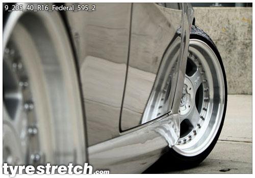 An example of tyre stretch: 205/40 R16 on 9.0J – FEDERAL