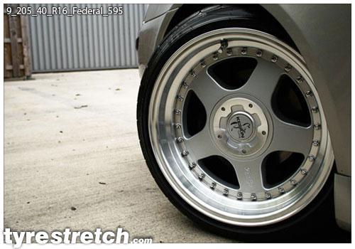 An example of tyre stretch: 205/40 R16 on 9.0J – FEDERAL