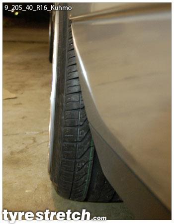An example of tyre stretch: 205/40 R16 on 9.0J – KUMHO