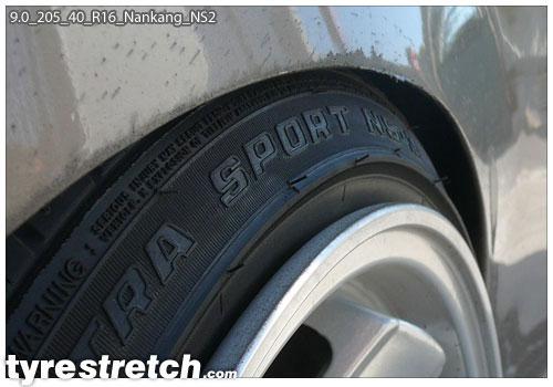 An example of tyre stretch: 205/40 R16 on 9.0J – NANKANG