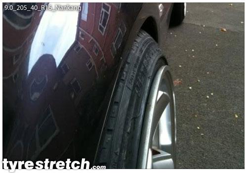An example of tyre stretch: 205/40 R16 on 9.0J – NANKANG