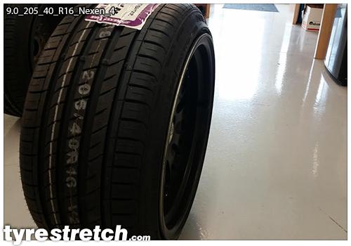 An example of tyre stretch: 205/40 R16 on 9.0J – NEXEN