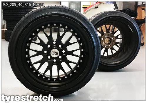An example of tyre stretch: 205/40 R16 on 9.0J – NEXEN