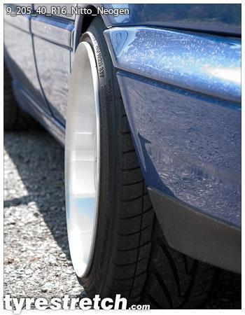 An example of tyre stretch: 205/40 R16 on 9.0J – NITTO