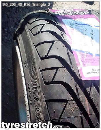 An example of tyre stretch: 205/40 R16 on 9.0J – TRIANGLE