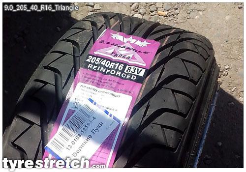 An example of tyre stretch: 205/40 R16 on 9.0J – TRIANGLE