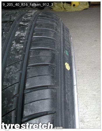 An example of tyre stretch: 205/40 R16 on 9.0J – FALKEN