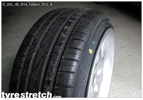 An example of tyre stretch: 205/40 R16 on 9.0J – FALKEN