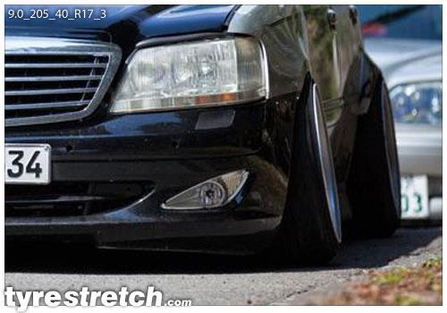 An example of tyre stretch: 205/40 R17 on 9.0J