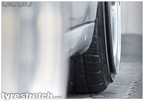 An example of tyre stretch: 205/40 R17 on 9.0J