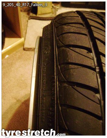 An example of tyre stretch: 205/40 R17 on 9.0J – FALKEN