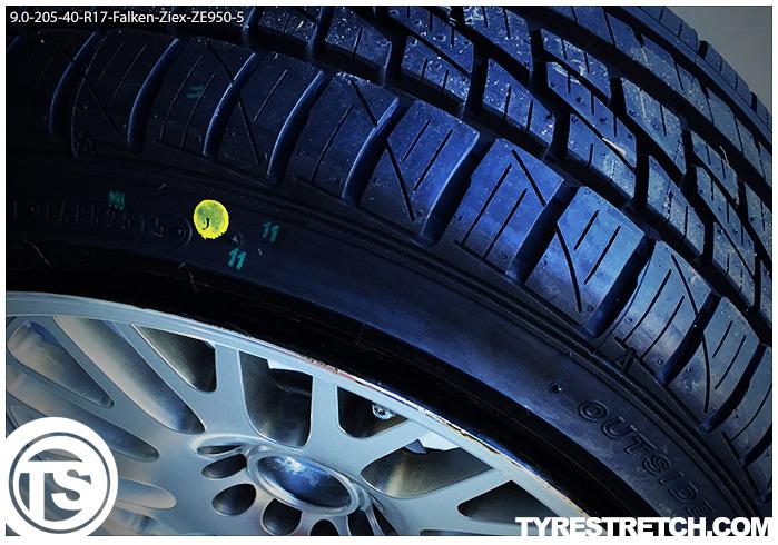 An example of tyre stretch: 205/40 R17 on 9.0J – FALKEN