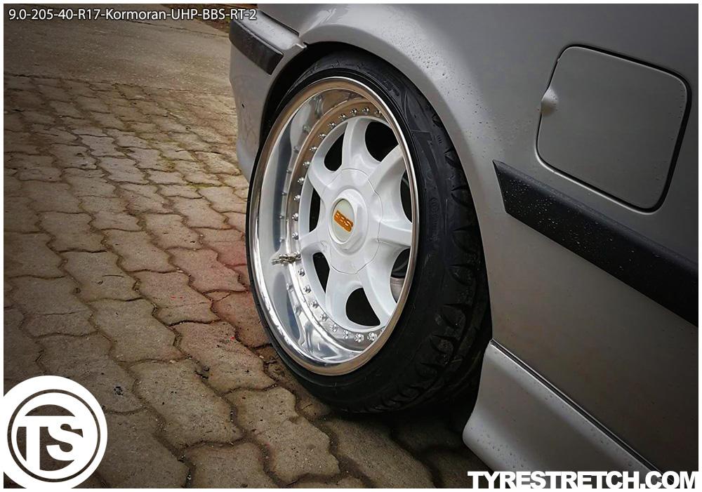 An example of tyre stretch: 205/40 R17 on 9.0J – KORMORAN (BBS)