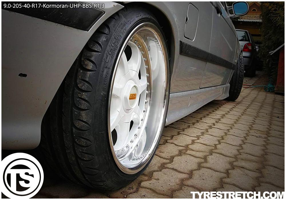 An example of tyre stretch: 205/40 R17 on 9.0J – KORMORAN (BBS)