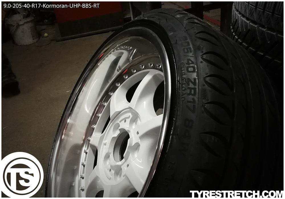 An example of tyre stretch: 205/40 R17 on 9.0J – KORMORAN (BBS)