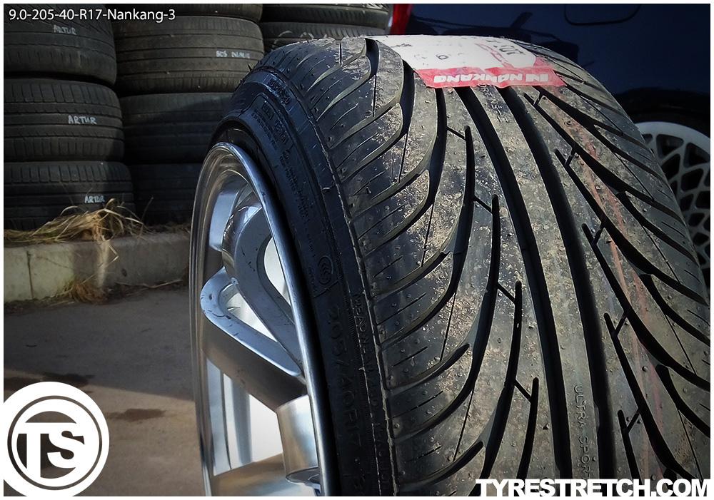 An example of tyre stretch: 205/40 R17 on 9.0J – NANKANG