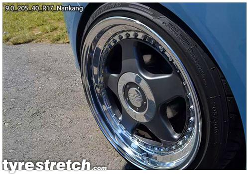 An example of tyre stretch: 205/40 R17 on 9.0J – NANKANG