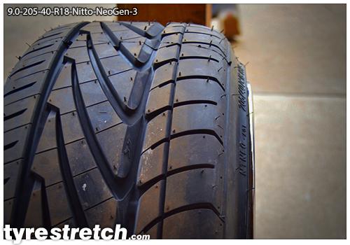 An example of tyre stretch: 205/40 R18 on 9.0J – NITTO