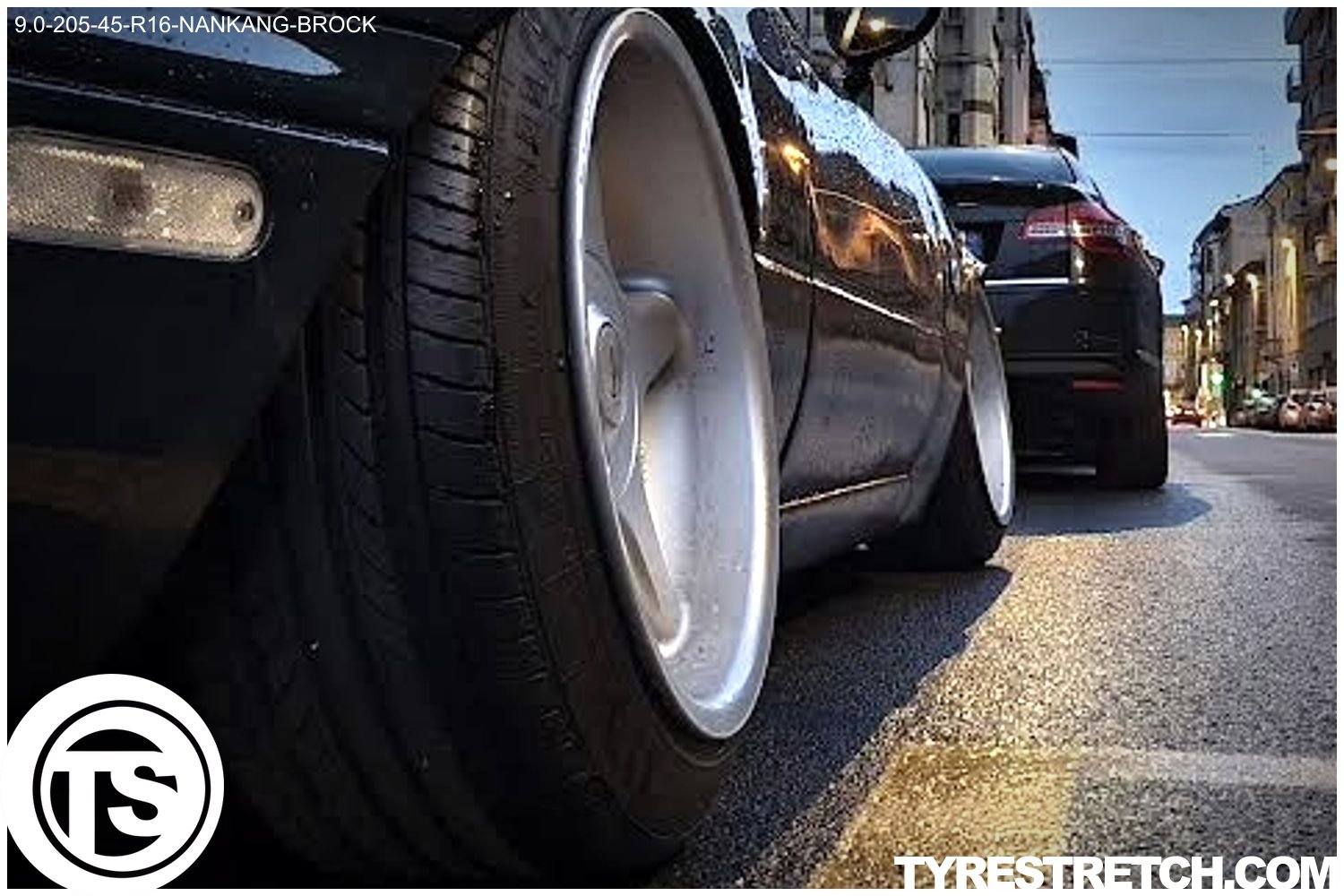 An example of tyre stretch: 205/45 R16 on 9.0J – NANKANG (BROCK)