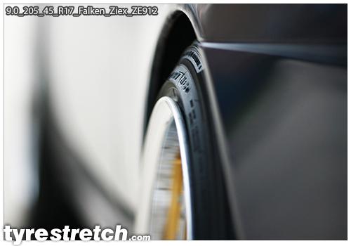 An example of tyre stretch: 205/45 R17 on 9.0J – FALKEN