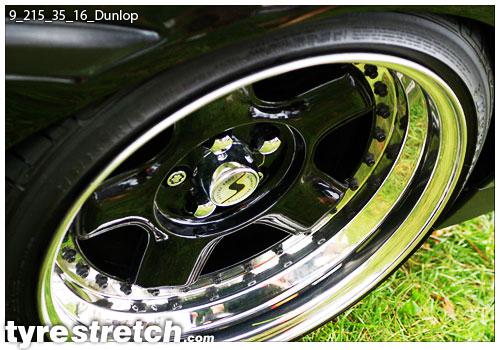 An example of tyre stretch: 215/35 R16 on 9.0J – DUNLOP