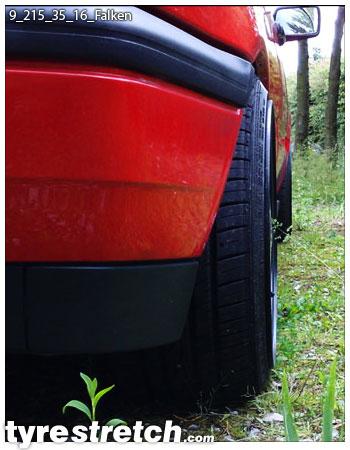 An example of tyre stretch: 215/35 R16 on 9.0J – FALKEN