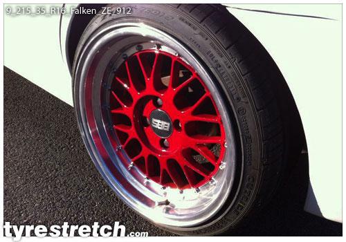 An example of tyre stretch: 215/35 R16 on 9.0J – FALKEN