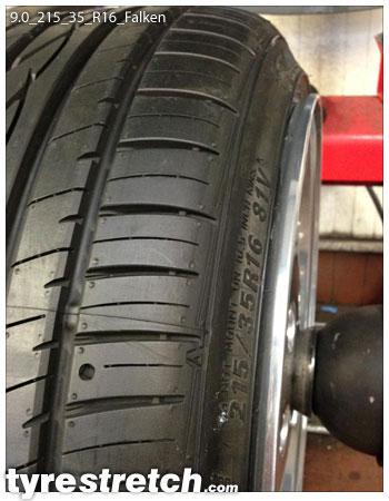 An example of tyre stretch: 215/35 R16 on 9.0J – FALKEN