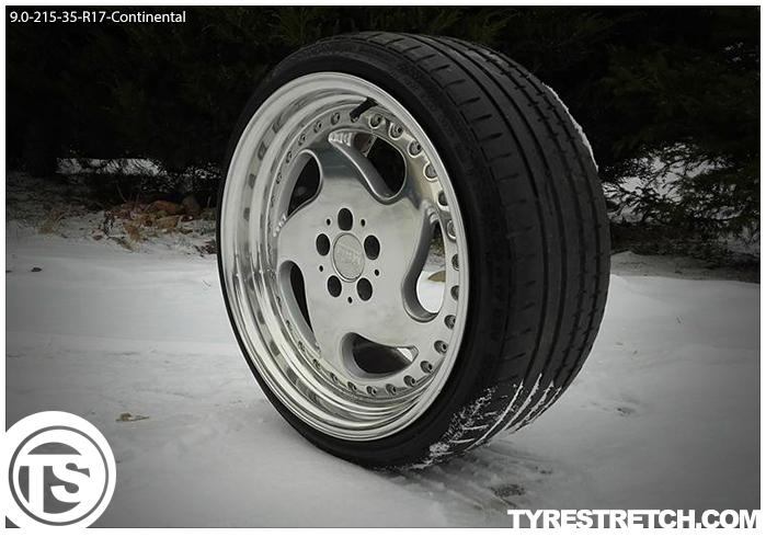 An example of tyre stretch: 215/35 R17 on 9.0J – CONTINENTAL