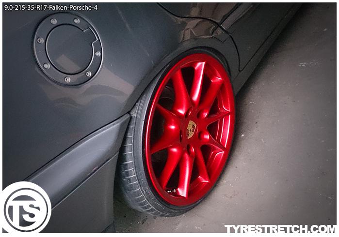 An example of tyre stretch: 215/35 R17 on 9.0J – FALKEN (PORSCHE)