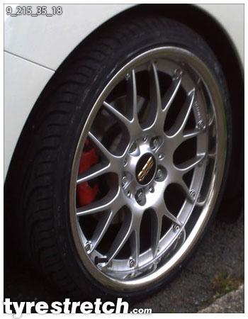 An example of tyre stretch: 215/35 R18 on 9.0J