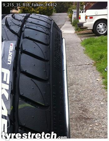 An example of tyre stretch: 215/35 R18 on 9.0J – FALKEN