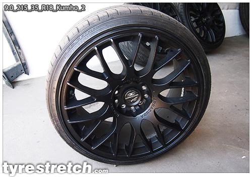 An example of tyre stretch: 215/35 R18 on 9.0J – KUMHO