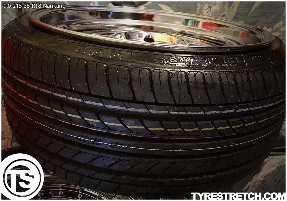 An example of tyre stretch: 215/35 R18 on 9.0J – NANKANG