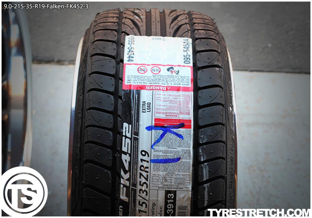 An example of tyre stretch: 215/35 R19 on 9.0J – FALKEN