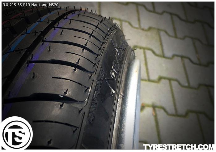 An example of tyre stretch: 215/35 R19 on 9.0J – NANKANG