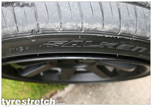 An example of tyre stretch: 215/40 R16 on 9.0J – FALKEN
